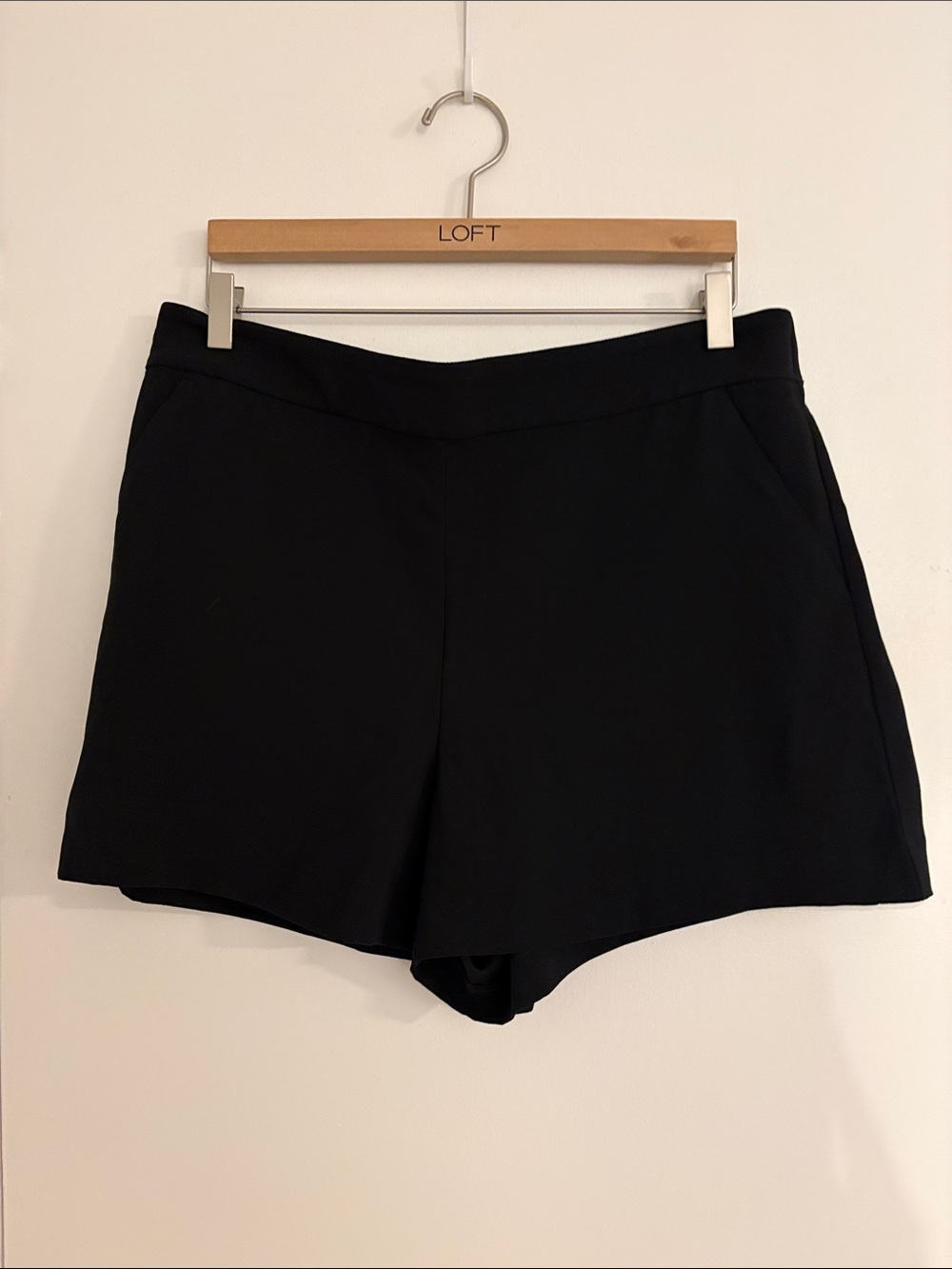 LOFT Black Elastic-Waist Dress Short